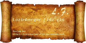 Lozinberger Flóris névjegykártya